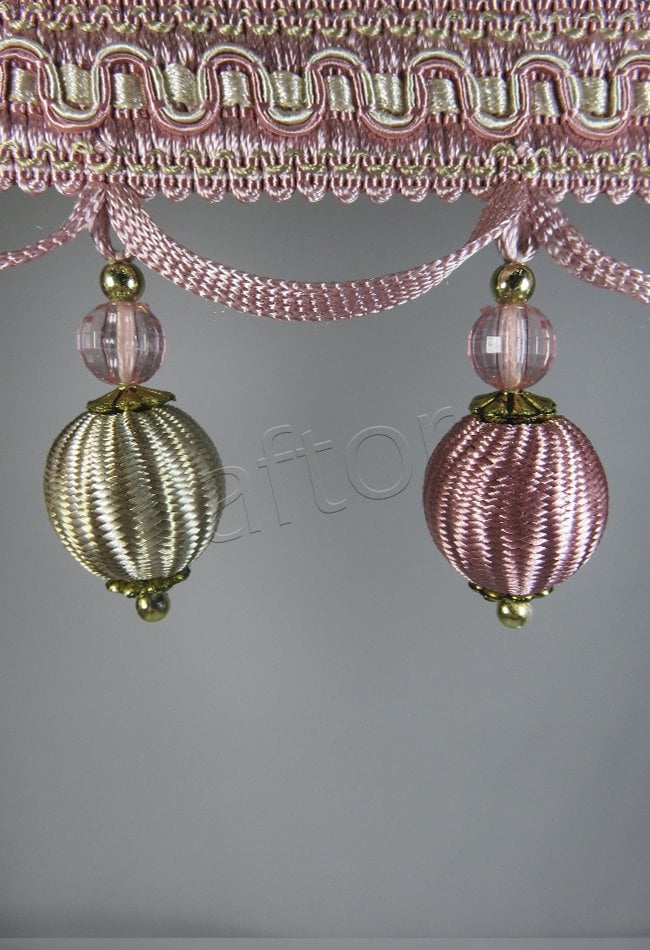 perde saçağı ponponlu rosa 02 (v-3) pudra-krem çift renk 9518