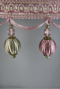 perde saçağı ponponlu rosa 02 (v-3) pudra-krem çift renk 9518