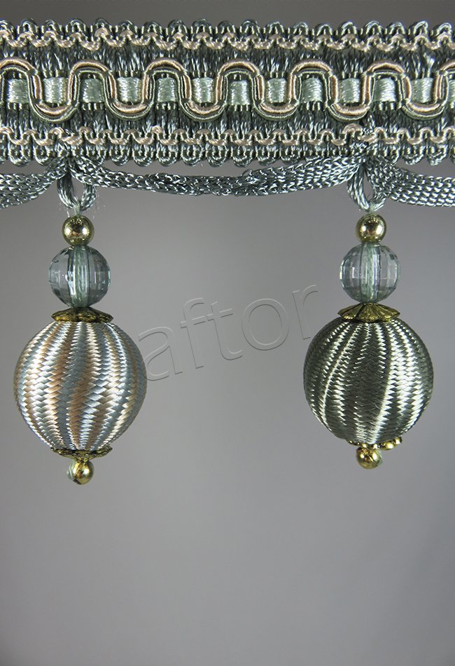 perde saçağı ponponlu rosa 02(v-4) yeşil-krem çift renk 9519