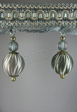 perde saçağı ponponlu rosa 02(v-4) yeşil-krem çift renk 9519