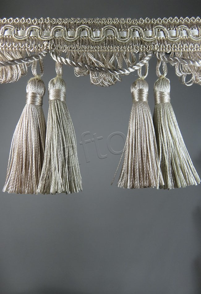 perde saçağı çift püsküllü rosa 04(v-1) açok vizon-krem çift renk 9555