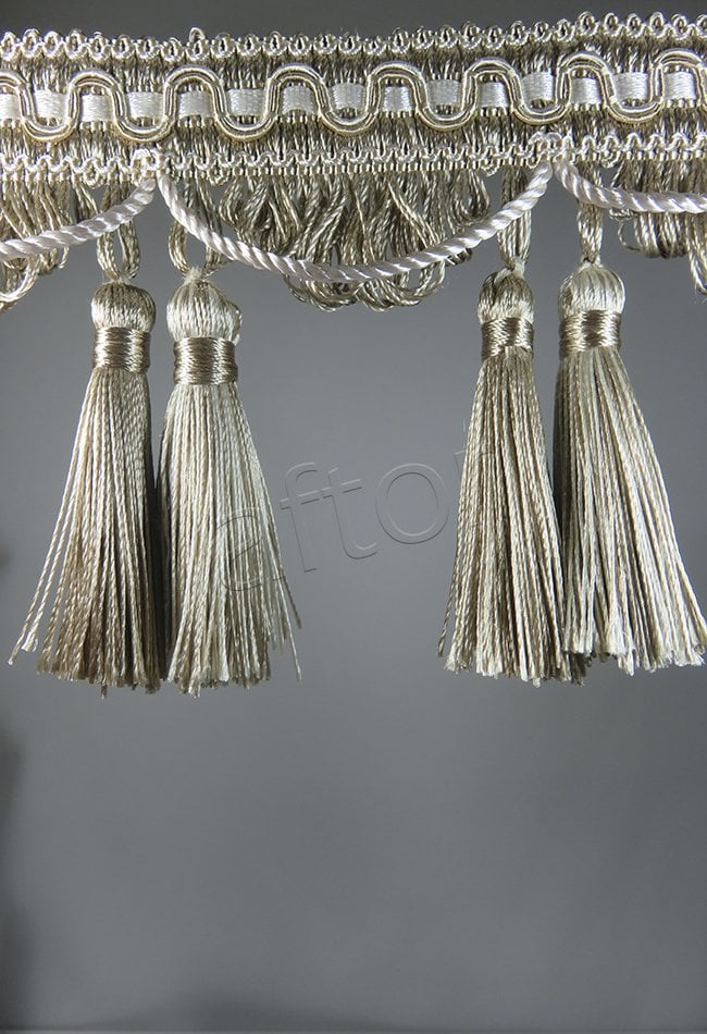 perde saçağı çift püsküllü rosa 04 (v-2) vizon-krem çift renk 9559