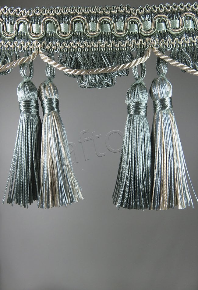 perde saçağı çift püsküllü rosa 04(v-4) yeşil-krem çift renk 9562