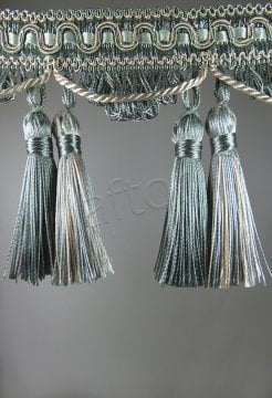 perde saçağı çift püsküllü rosa 04(v-4) yeşil-krem çift renk 9562