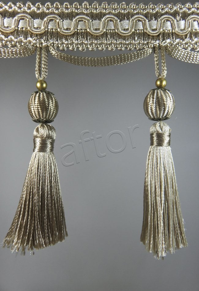 perde saçağı püsküllü rosa 05 (v-2) vizon-krem çift renk 9569