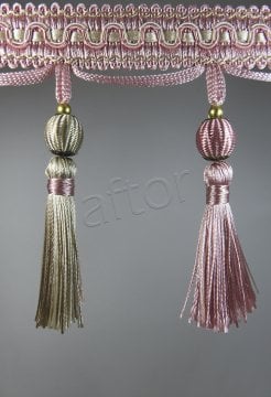 perde saçağı püsküllü rosa 05 (v-3) pudra-krem çift renk 9572