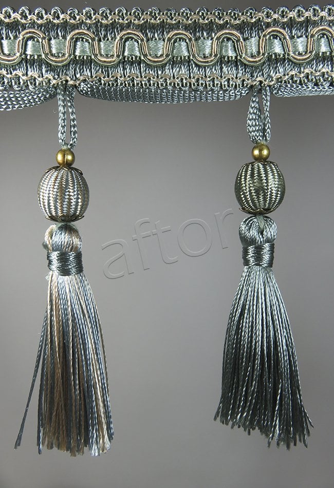 perde saçağı püsküllü rosa 05 (v-4) yeşil-krem çift renk 9575