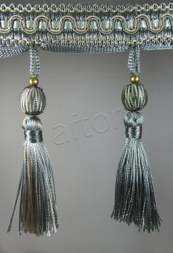 perde saçağı püsküllü rosa 05 (v-4) yeşil-krem çift renk 9575