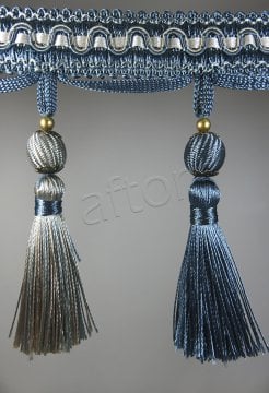 perde saçağı püsküllü rosa 05 (v-5) petrol mavisi-mint çift renk 9576