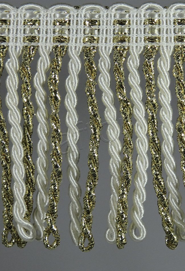 perde saçağı  burgulu (krem sarı yarı simli) 3538