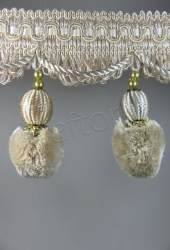 perde saçağı ponponlu rosa 06(v-1) açık vizon-krem çift renk 9578