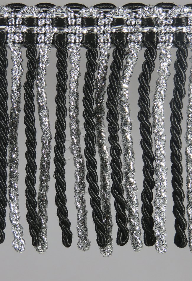 perde saçağı burgulu (siyah gümüş yarı simli) 3557