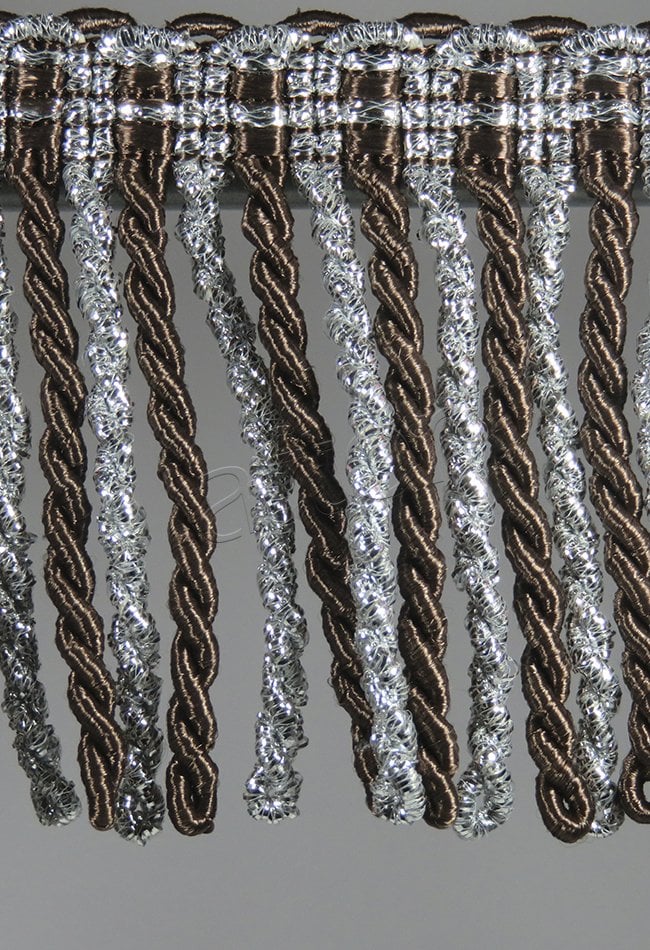 perde saçağı burgulu (kahve gümüş yarı simli) 3559