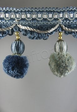 perde saçağı ponponlu rosa 06 (v-5) petrol mavisi-mint çift renk 9586