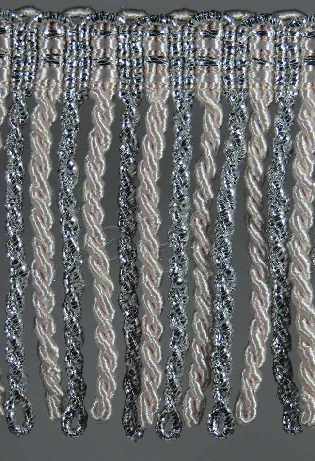 perde saçağı  burgulu (krem gümüş yarı simli) 3566