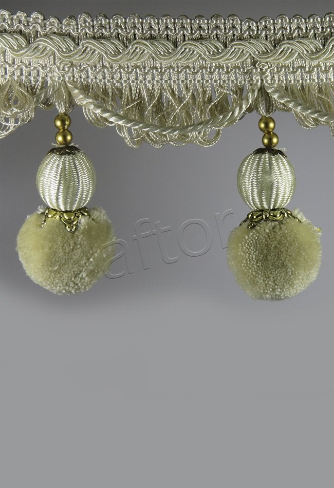 perde saçağı  500 saçak ponponlu (krem) 2751