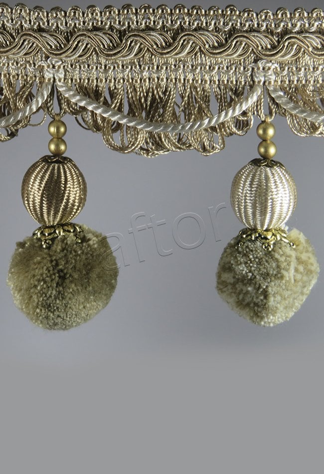 perde saçağı 500 saçak  ponponlu (vizon krem çift renk) 2758