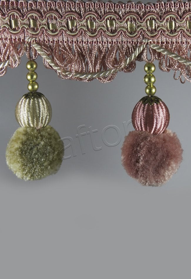 perde saçağı  ponponlu rosa 06 (v-3) (pudra vizon çift renk) 2762