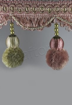 perde saçağı  ponponlu rosa 06 (v-3) (pudra vizon çift renk) 2762