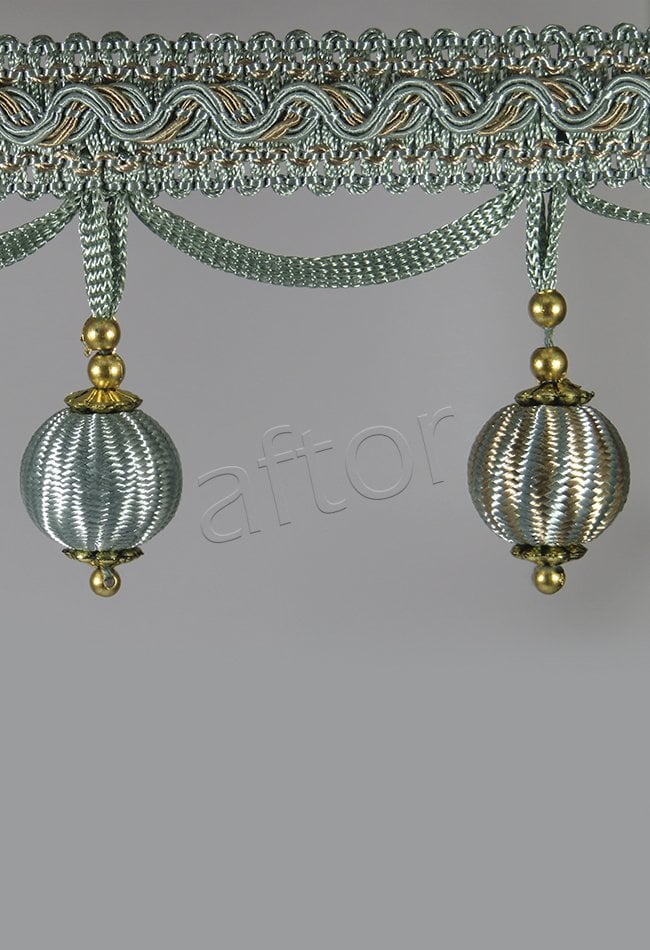 perde saçağı 300 saçak  ponponlu (su yeşili vizon çift renk) 2815