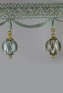 perde saçağı 300 saçak  ponponlu (su yeşili vizon çift renk) 2815