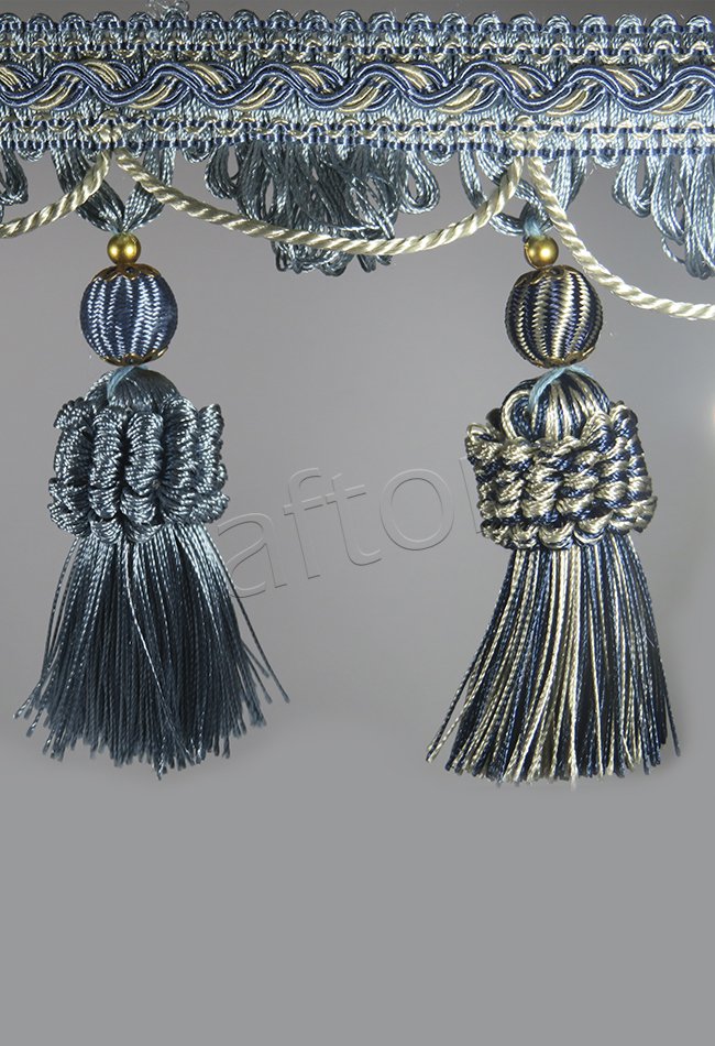 perde saçağı  400 saçak püsküllü (mavi vizon çift renk) 2786