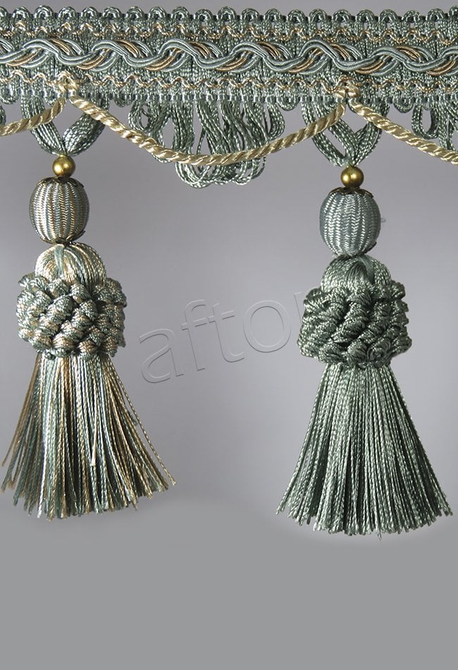 perde saçağı 400 saçak  püsküllü (su yeşili vizon çift renk) 2788