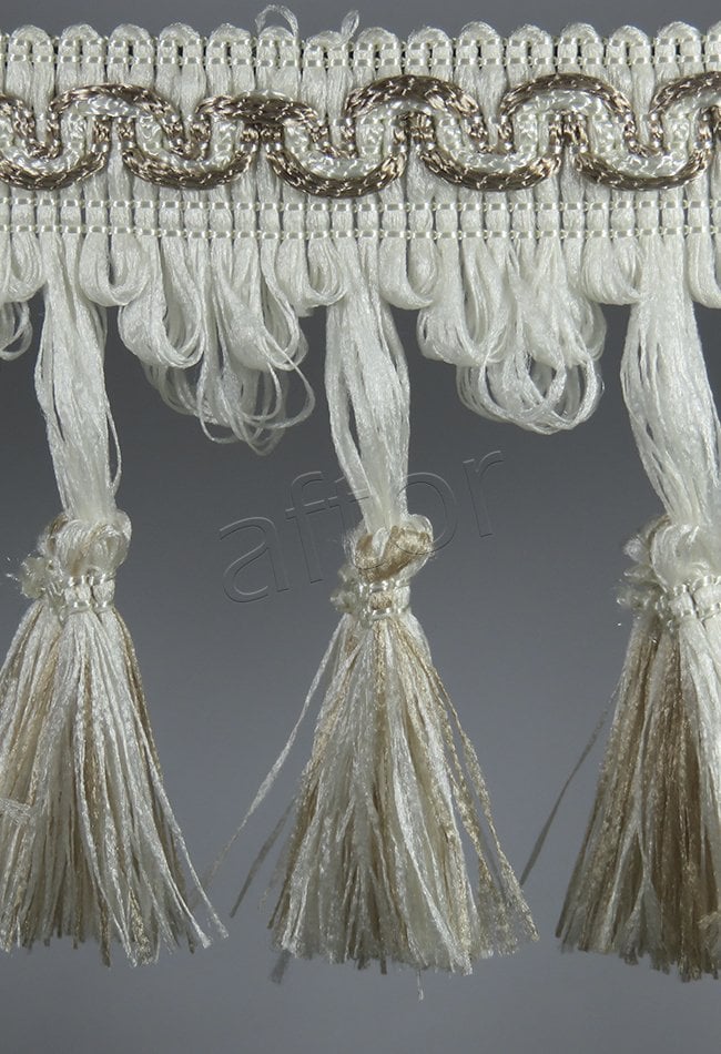 perde saçağı püsküllü (krem vizon çift renk) 3607