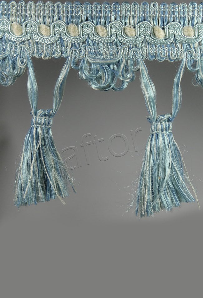 perde saçağı  püsküllü (mavi krem çift renk) 3635