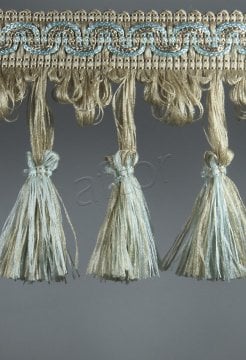 perde saçağı  püsküllü (vizon su yeşili çift renk) 3641