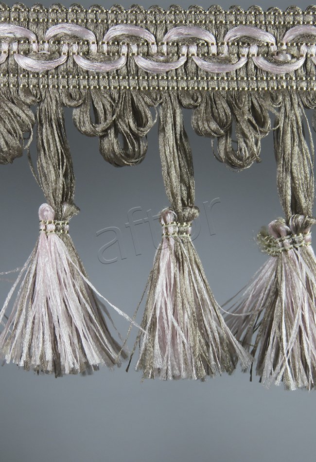 perde saçağı  püsküllü (vizon pembe çift renk) 3655