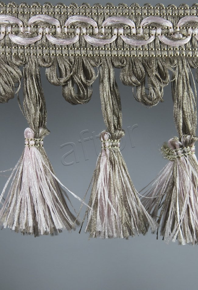 perde saçağı  püsküllü (vizon pembe çift renk) 3655