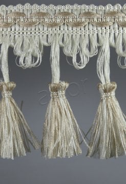 perde saçağı  püsküllü (krem vizon çift renk) 3674