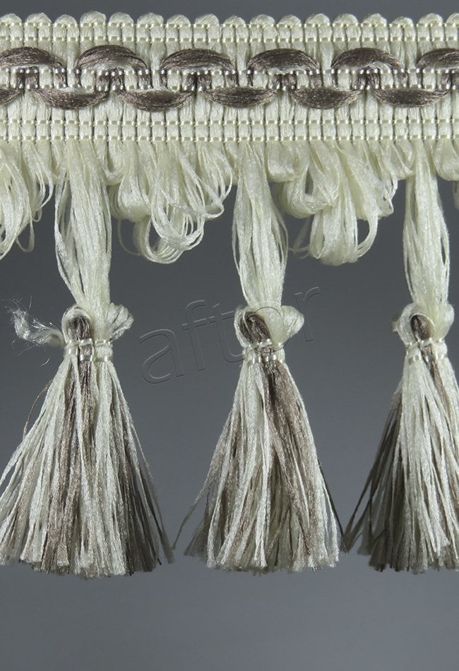 perde saçağı  püsküllü (krem vizon çift renk) 3759