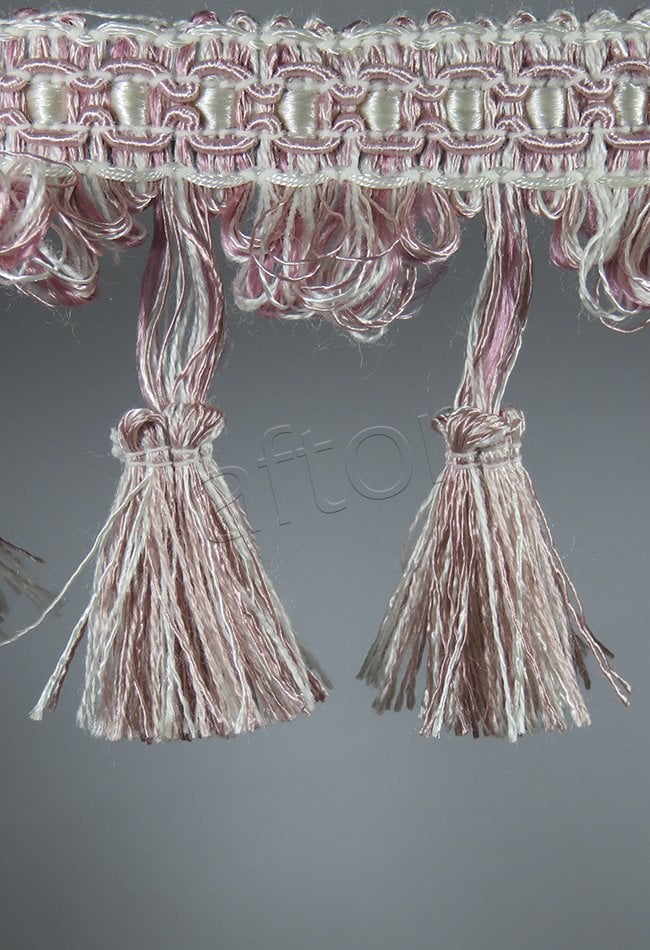 perde saçağı  püsküllü (pembe krem çift renk) 3848