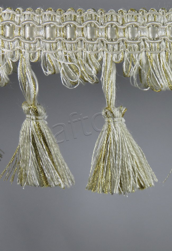 perde saçağı  püsküllü (krem sarı çift renk) 3851