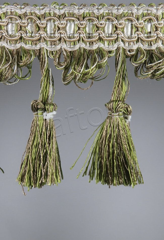 perde saçağı  püsküllü (yeşil vizon çift renk) 3869