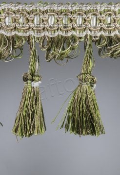 perde saçağı  püsküllü (yeşil vizon çift renk) 3869
