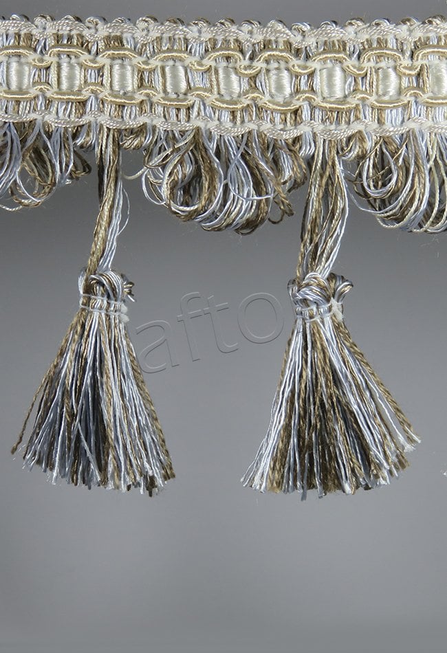 perde saçağı  püsküllü (açık mavi vizon çift renk) 3898