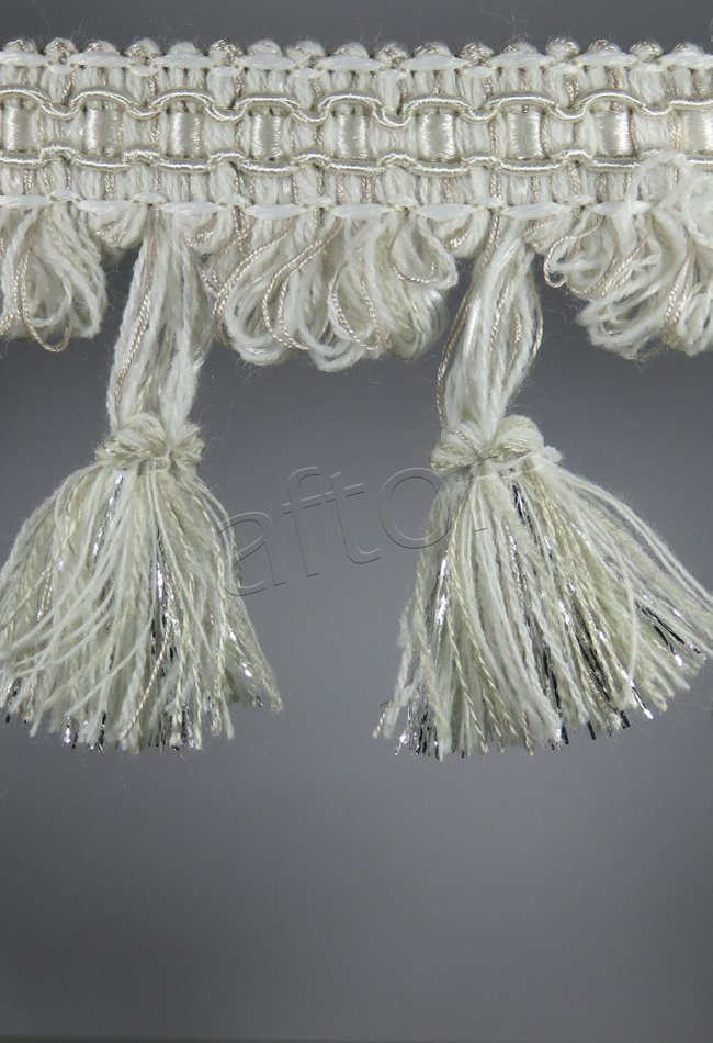 perde saçağı  püsküllü (krem gümüş çift renk) 3905