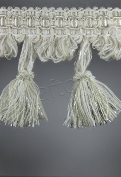 perde saçağı  püsküllü (krem gümüş çift renk) 3905