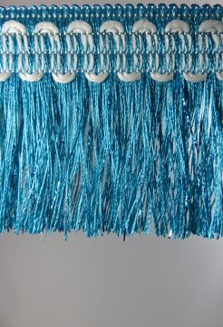perde saçağı fırfırlı ip saçak turkuaz mavi 0158