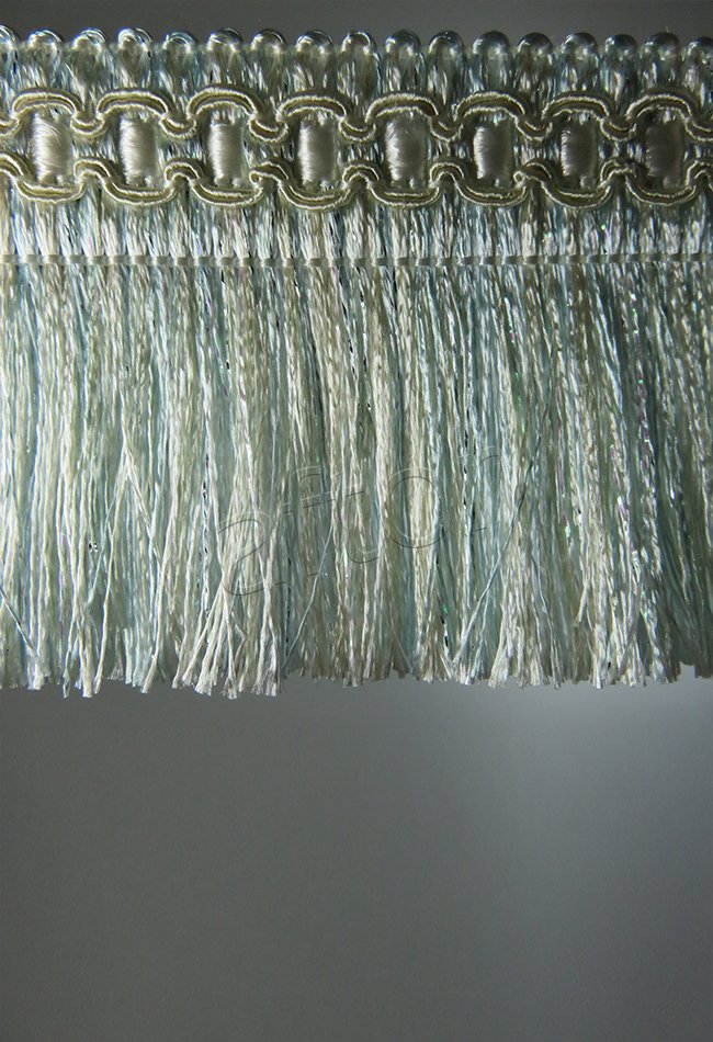 perde saçağı fırfırlı ip saçak su yeşili-krem  0170