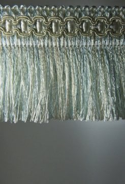 perde saçağı fırfırlı ip saçak su yeşili-krem  0170