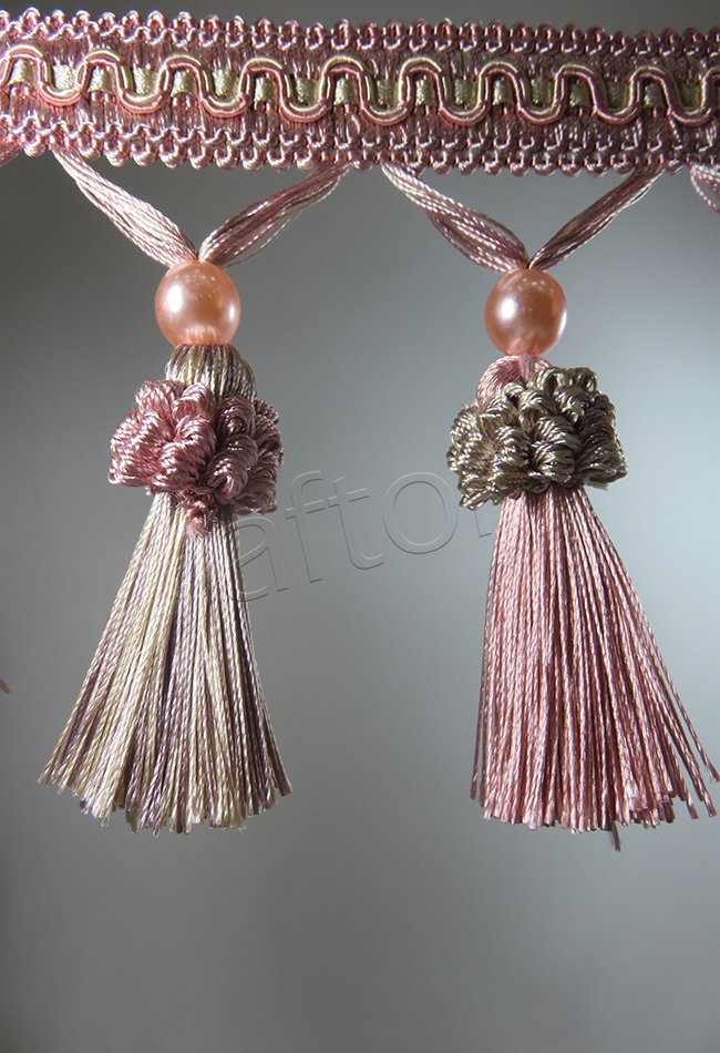 perde saçağı püsküllü rosa 07 (v-3) pudra-krem-çift renk 0121