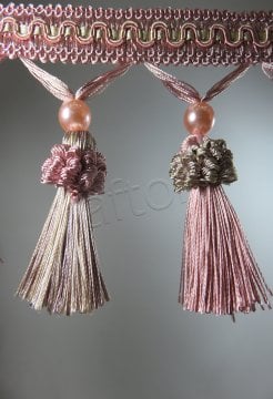 perde saçağı püsküllü rosa 07 (v-3) pudra-krem-çift renk 0121