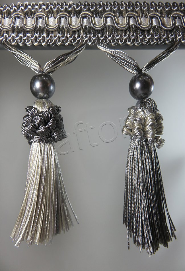 perde saçağı püsküllü rosa 07 (v-6) gri-krem-çift renk  0128