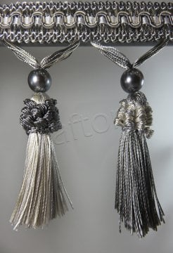 perde saçağı püsküllü rosa 07 (v-6) gri-krem-çift renk  0128