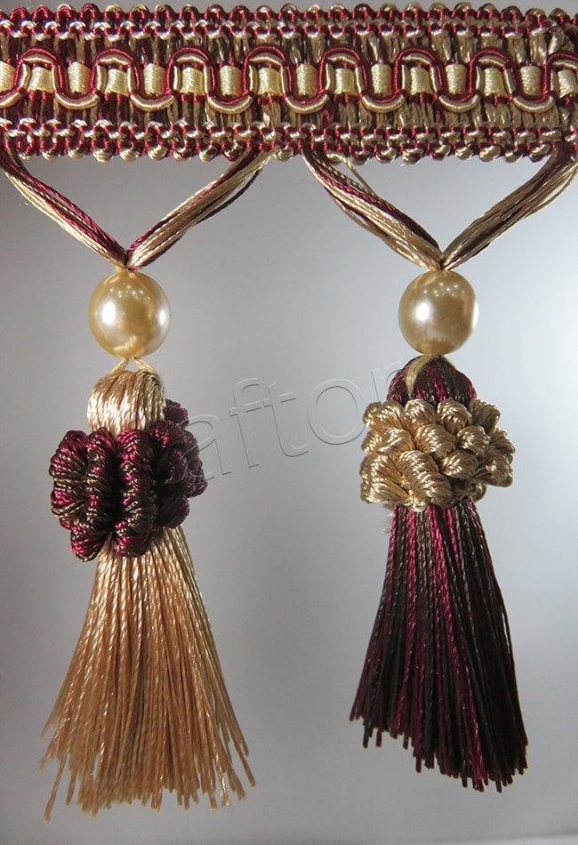 perde saçağı püsküllü rosa 07(v-9) sarı-bordo-çift renk 0135