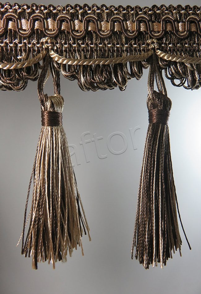 perde saçağı püsküllü rosa 01 (v-8) vizon-kahverengi-çift renk 0113